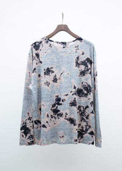 SUZUSAN Linen Jersey Long Sleeve Crew Neck Pullover Black / Grey