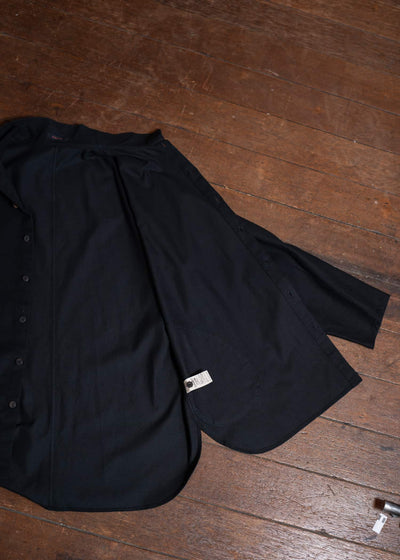 Jurgen Lehl flannel stand-up collar shirt, black J0551FBM121