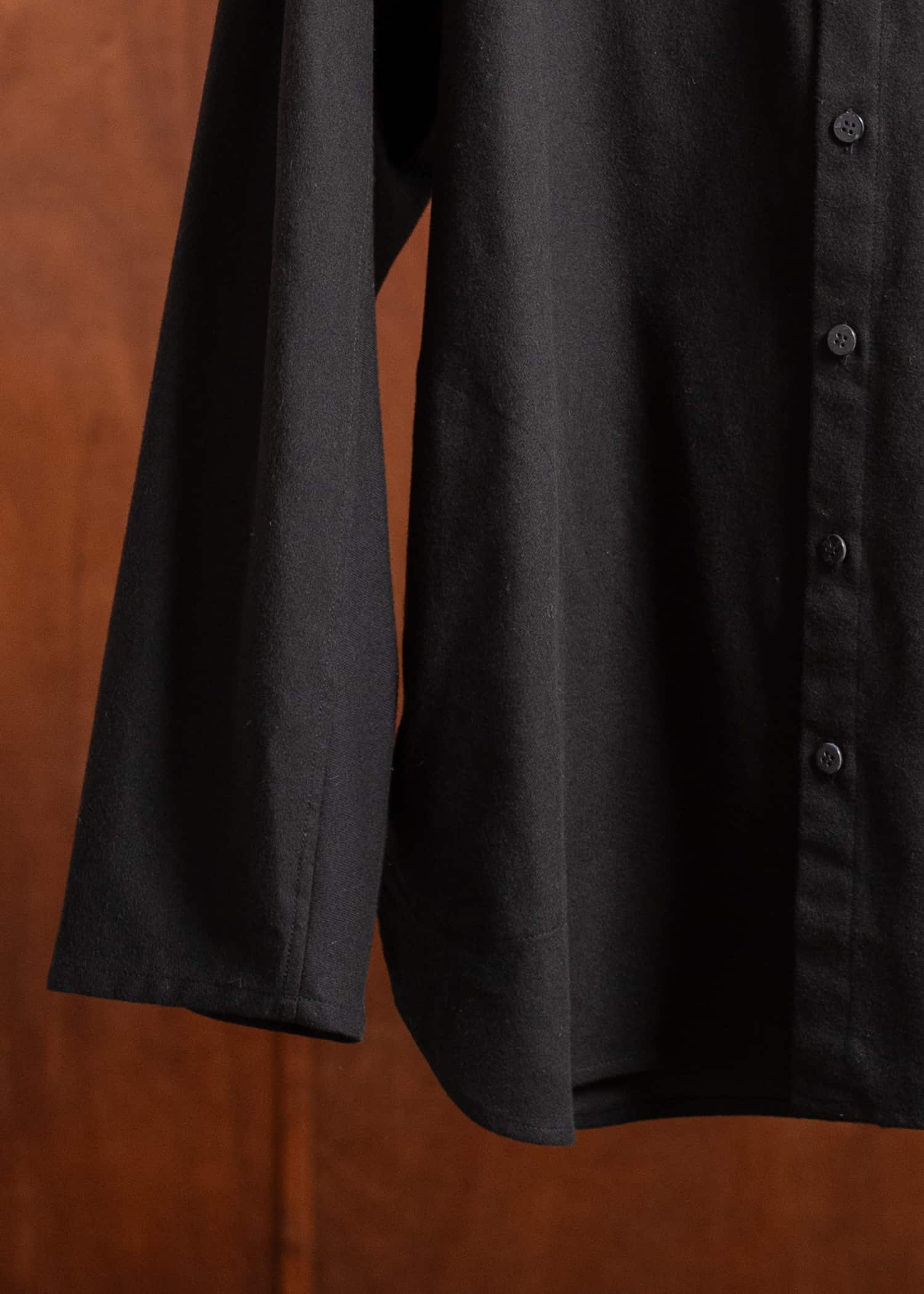 Jurgen Lehl flannel stand-up collar shirt, black and brown, J0551FBM121