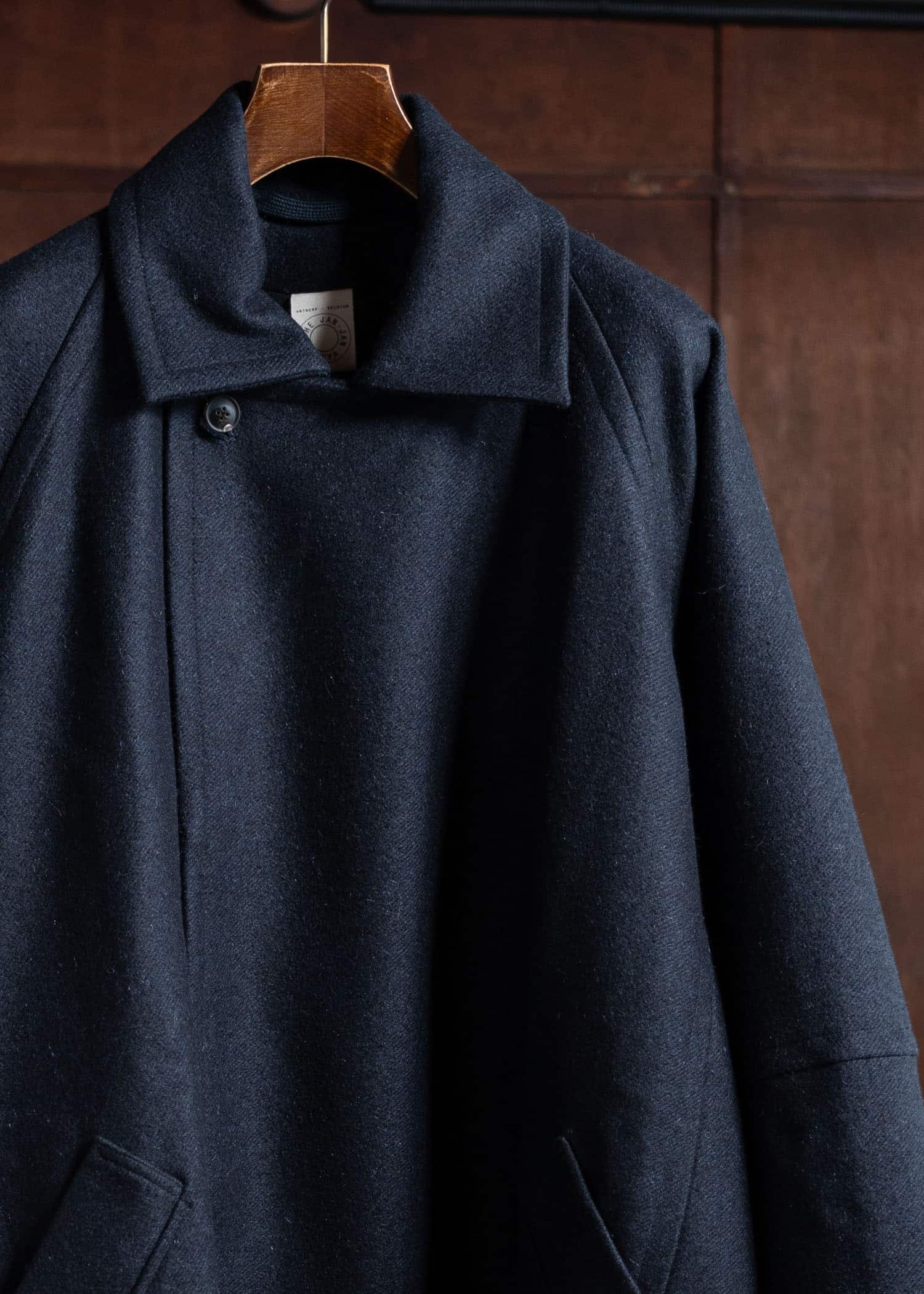 JAN-JAN VAN ESSCHE COAT#30 Oversized Double Breasted Car Coat Yak Wool Twill Night Blue