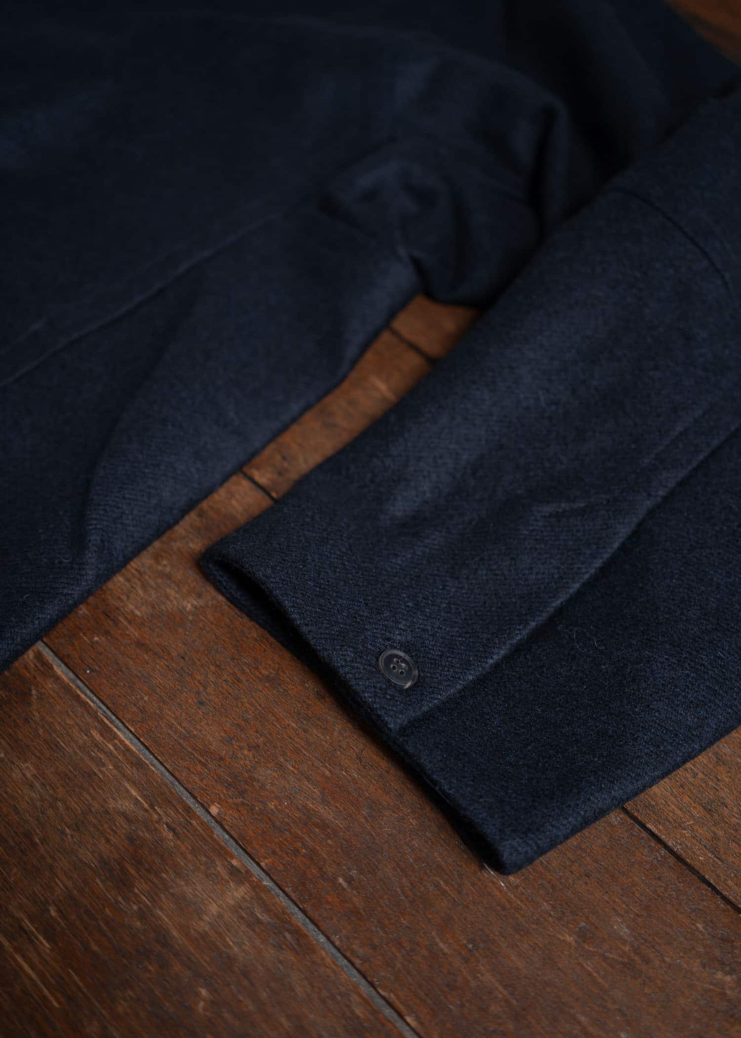 JAN-JAN VAN ESSCHE COAT#30 Oversized Double Breasted Car Coat Yak Wool Twill Night Blue