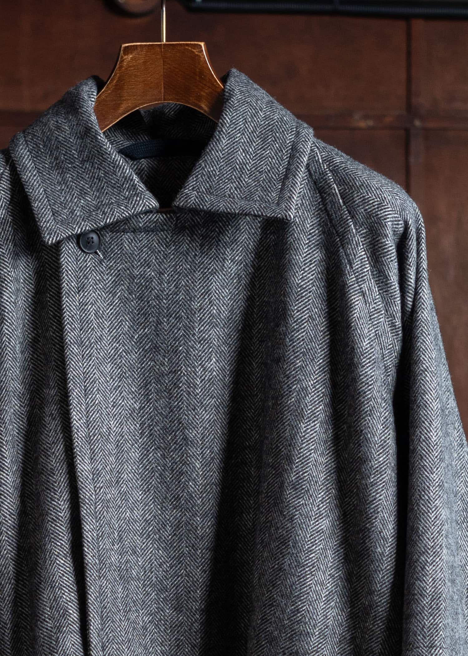 JAN-JAN VAN ESSCHE COAT#30 Oversized Double Breasted Car Coat Herringbone Yak Wool Black & White