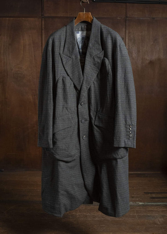 ZIGGY CHEN TATTERSALL PEAK LAPEL LONG COAT 0M2631110