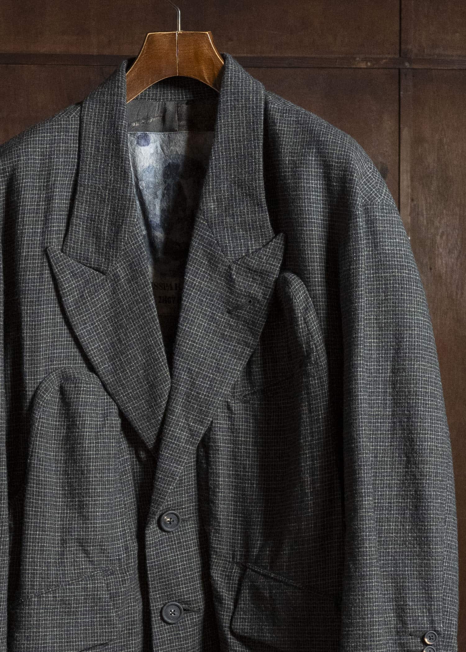 ZIGGY CHEN TATTERSALL PEAK LAPEL LONG COAT 0M2631110
