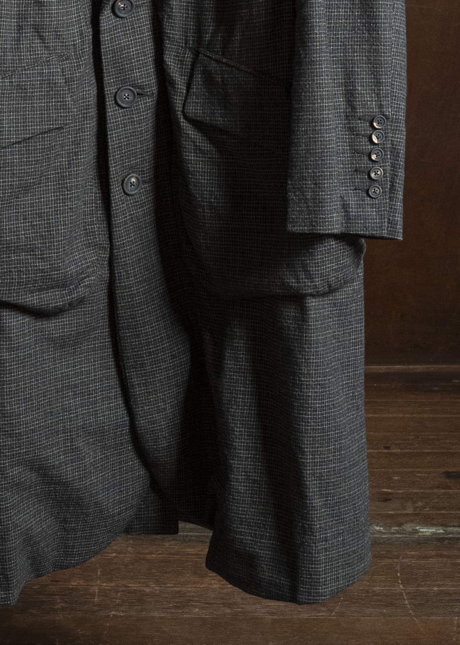 ZIGGY CHEN TATTERSALL PEAK LAPEL LONG COAT 0M2631110