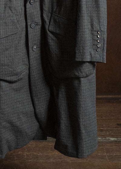 ZIGGY CHEN TATTERSALL PEAK LAPEL LONG COAT 0M2631110