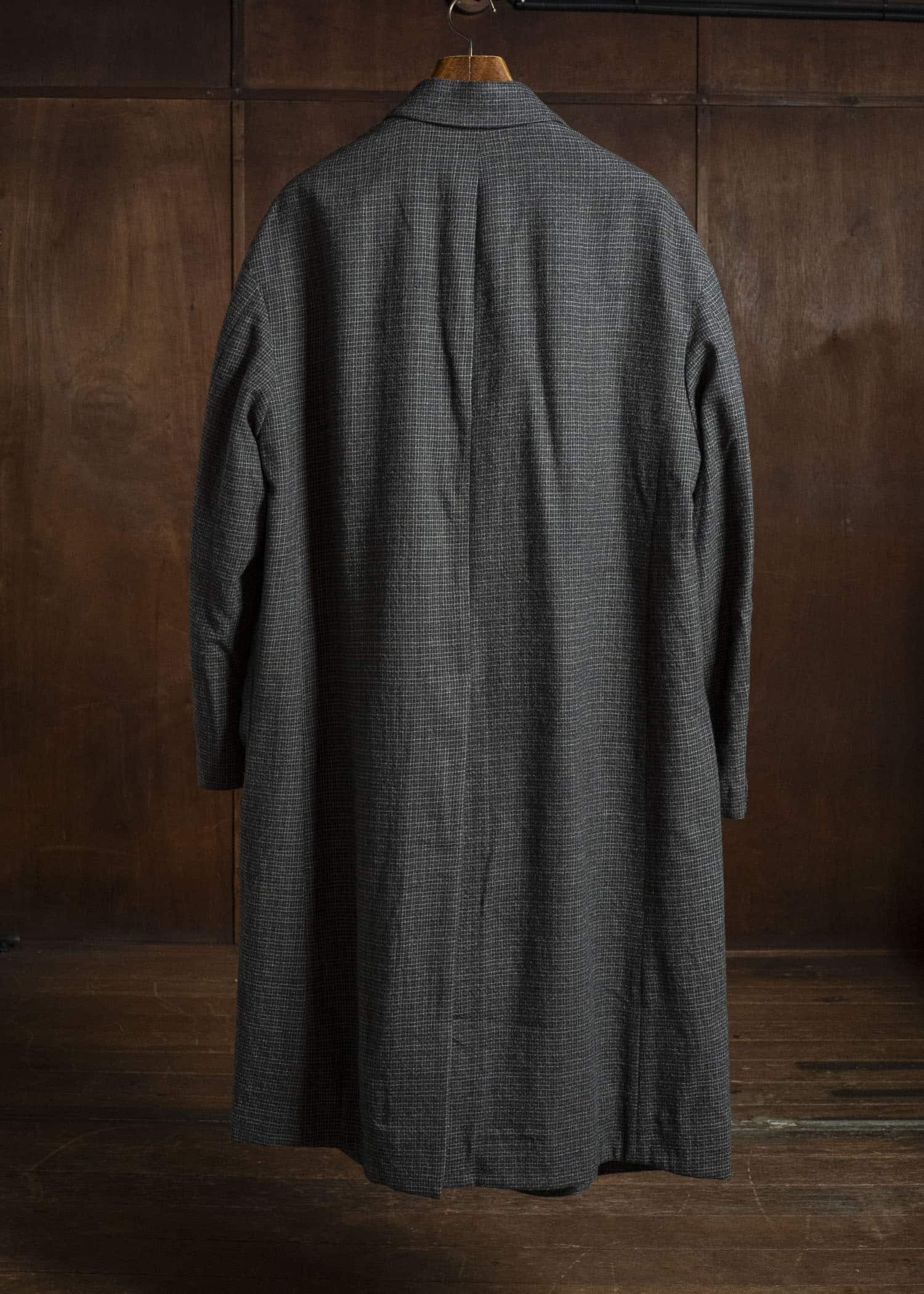 ZIGGY CHEN TATTERSALL PEAK LAPEL LONG COAT 0M2631110