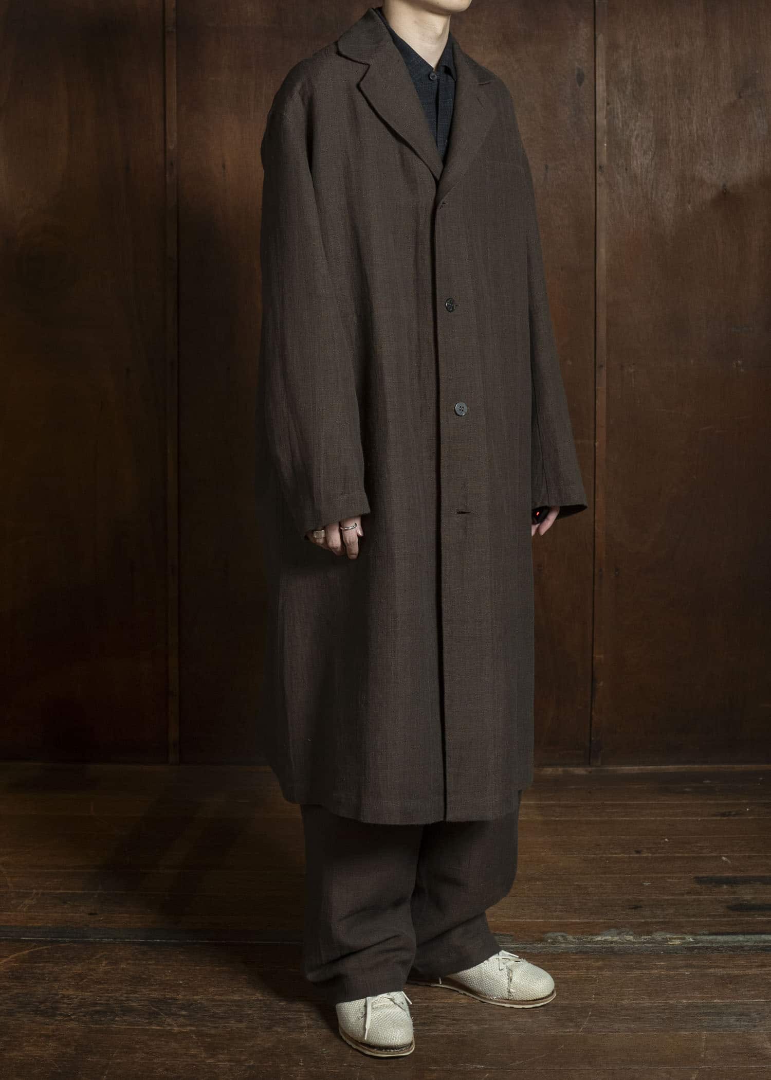 Jurgen Lehl カーディリネン平コート J0561FCM361 茶