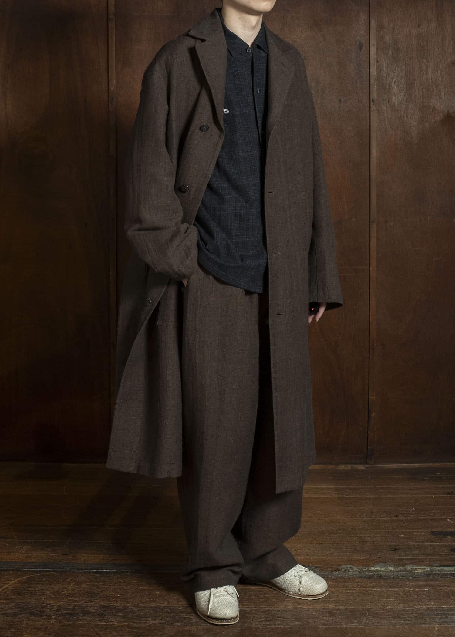 Jurgen Lehl カーディリネン平コート J0561FCM361 茶