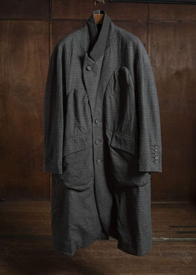 ZIGGY CHEN TATTERSALL PEAK LAPEL LONG COAT 0M2631110