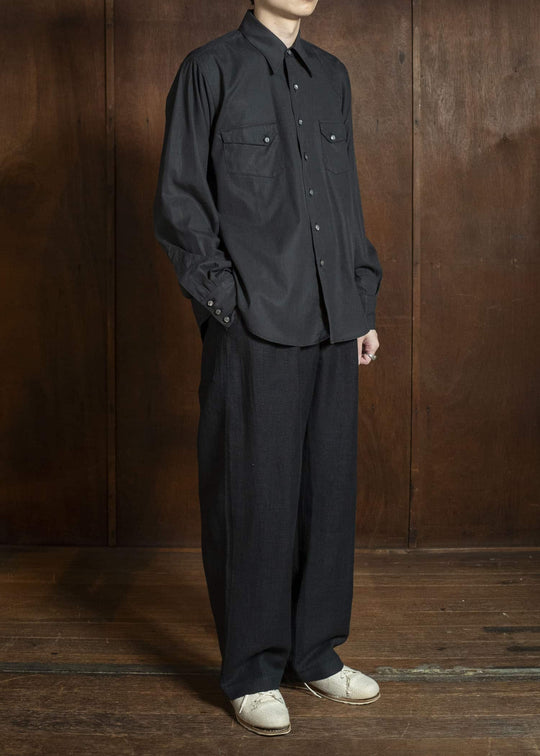 Jurgen Lehl カーディリネン平パンツ J0561FPM361 墨