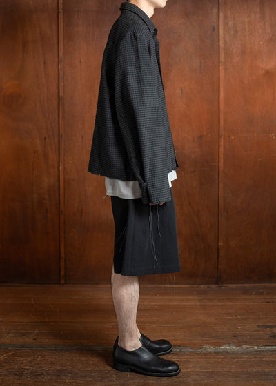 Professor.E GATHERED SHORTS 25SS-PE-TRS-02-BLACK