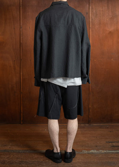 Professor.E GATHERED SHORTS 25SS-PE-TRS-02-BLACK