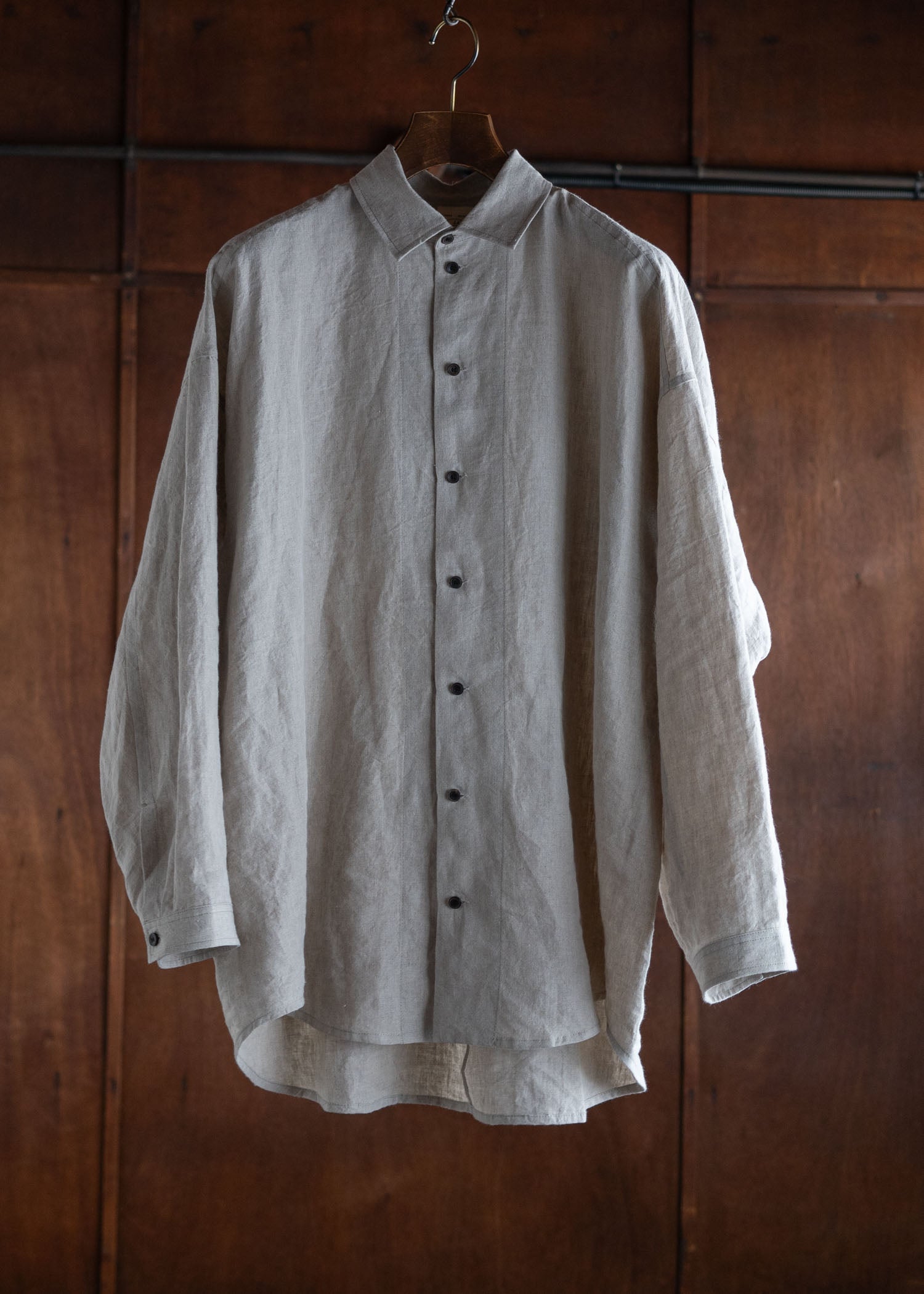 JAN-JAN VAN ESSCHE SHIRT#100LOOSE DRESS SHIRT,HEMP CLOTH NATURAL