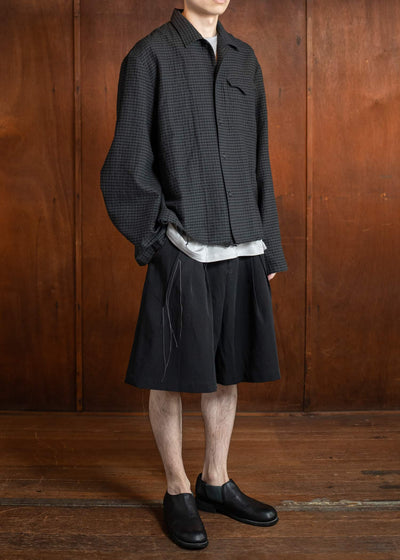 Professor.E GATHERED SHORTS 25SS-PE-TRS-02-BLACK