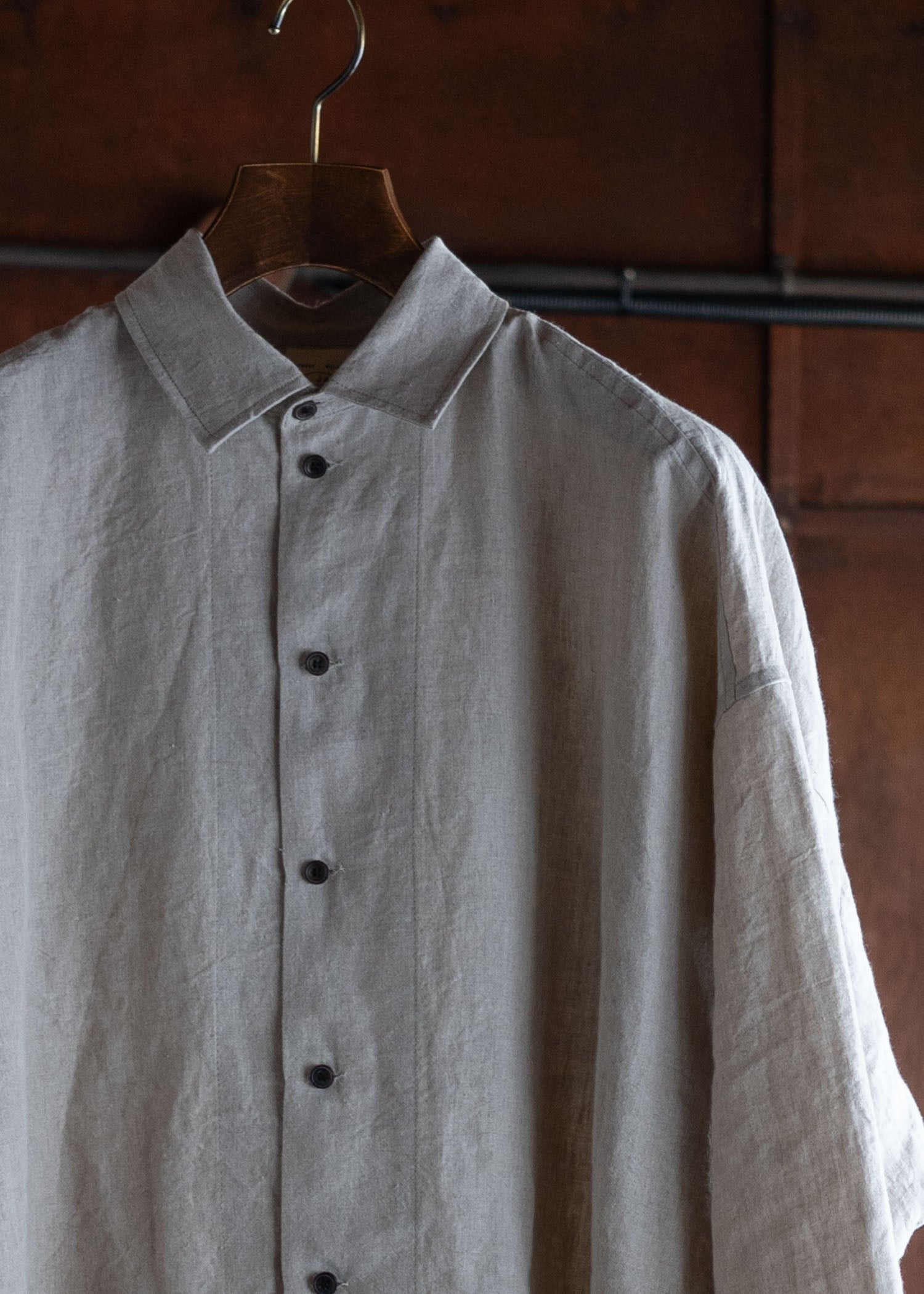 JAN-JAN VAN ESSCHE SHIRT#100LOOSE DRESS SHIRT,HEMP CLOTH NATURAL