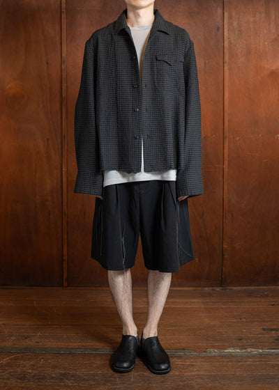 Professor.E GATHERED SHORTS 25SS-PE-TRS-02-BLACK