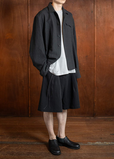 Professor.E GATHERED SHORTS 25SS-PE-TRS-02-BLACK