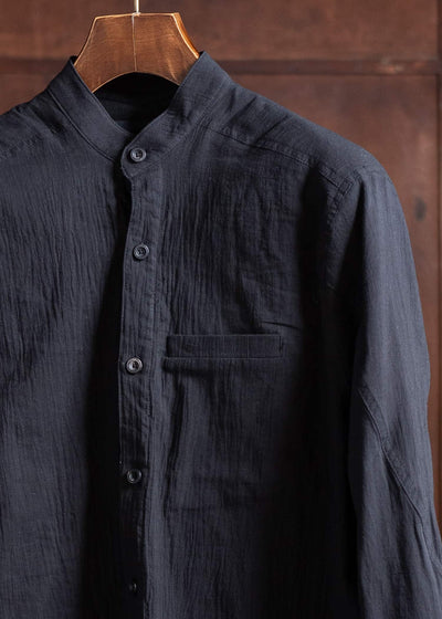 Professor.E WRINKLED-EFFECT SHIRT 24FW-PE-LSH-08-BLACK