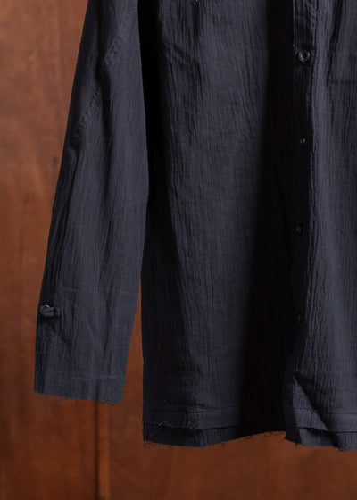 Professor.E WRINKLED-EFFECT SHIRT 24FW-PE-LSH-08-BLACK