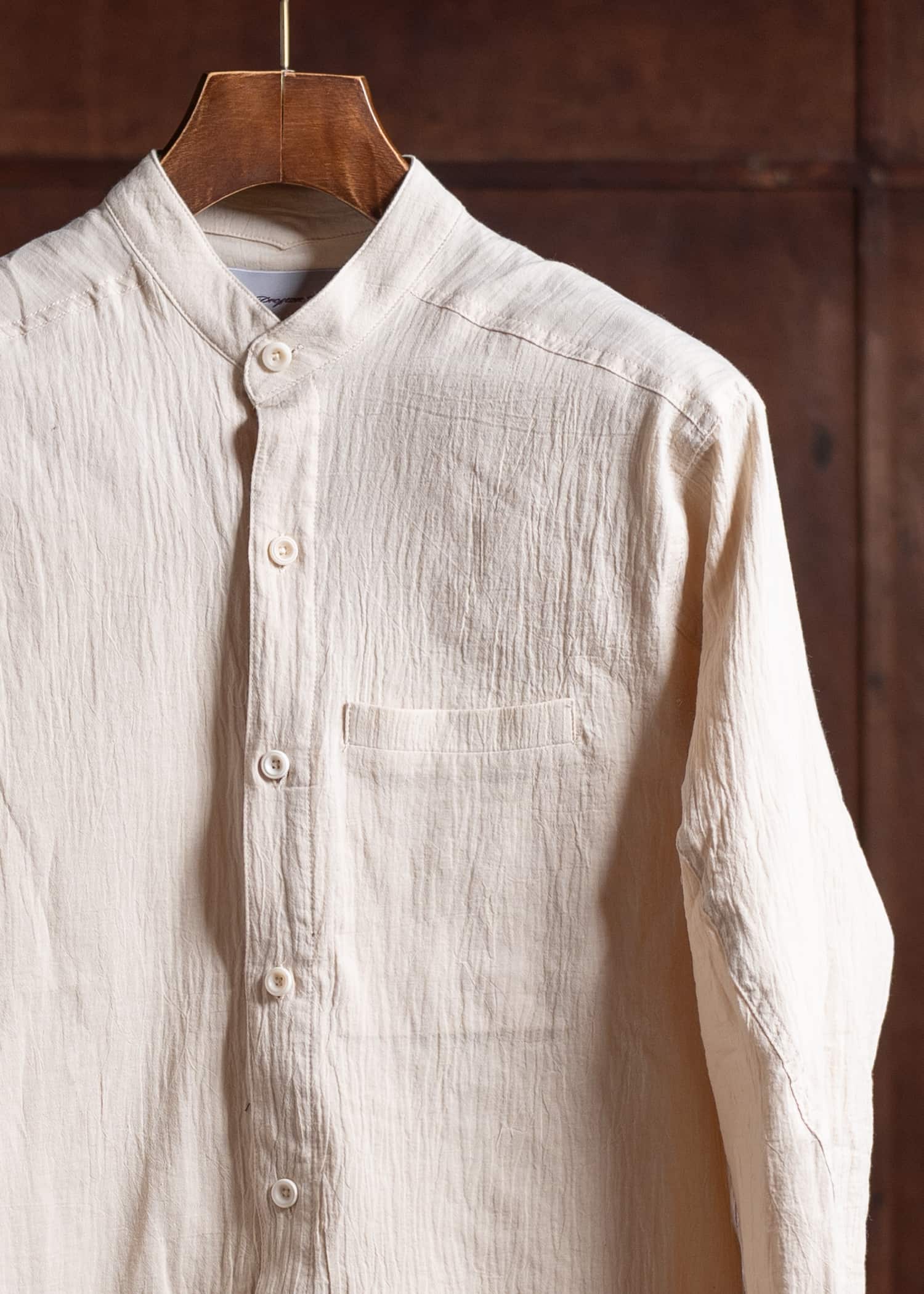 Professor.E WRINKLED-EFFECT SHIRT 24FW-PE-LSH-08-BEIGE