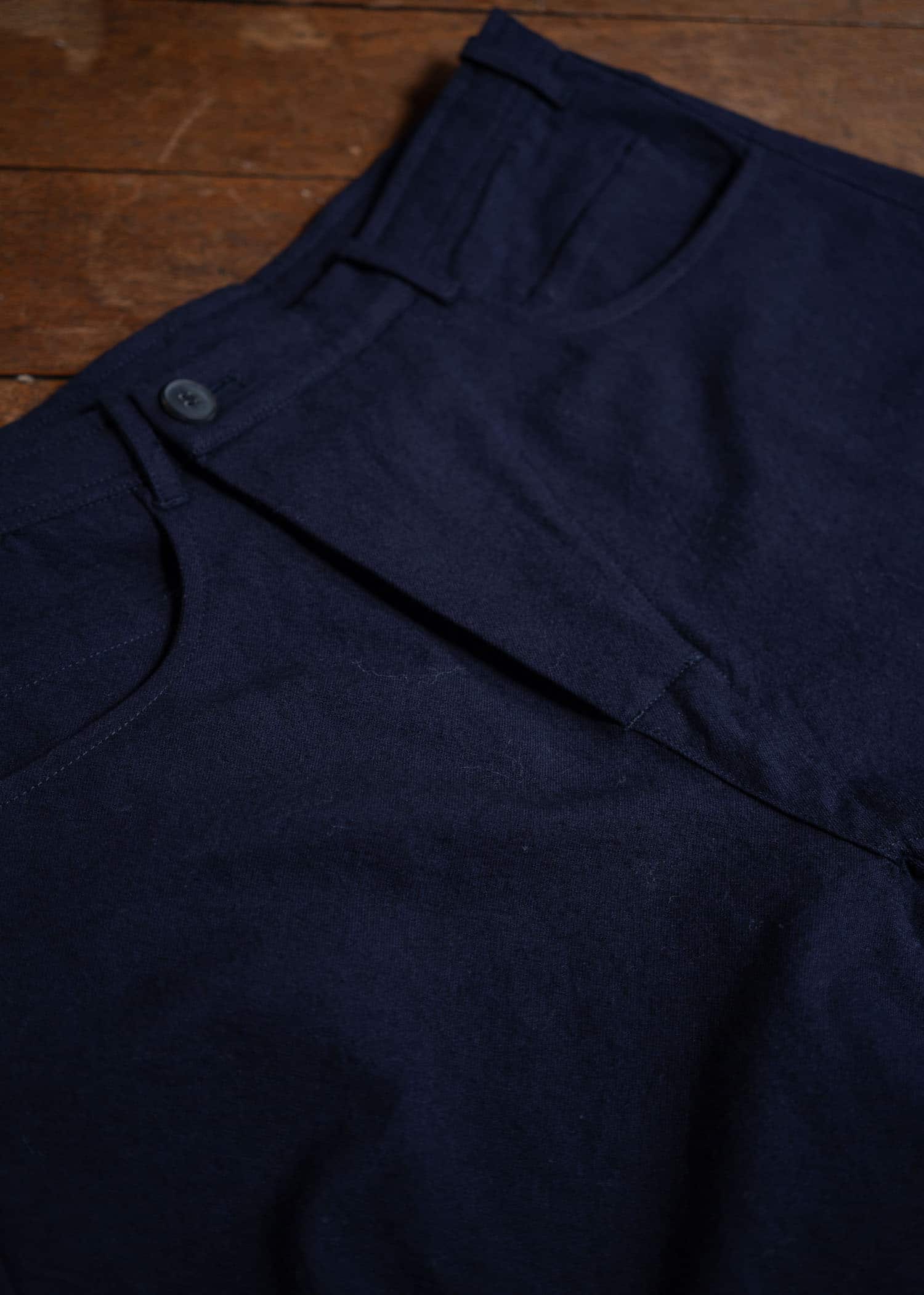 JAN-JAN VAN ESSCHE TROUSERS#78 Oversized 6 Pocket Denim Trousers Cotton Wool Washed Twill Midnight