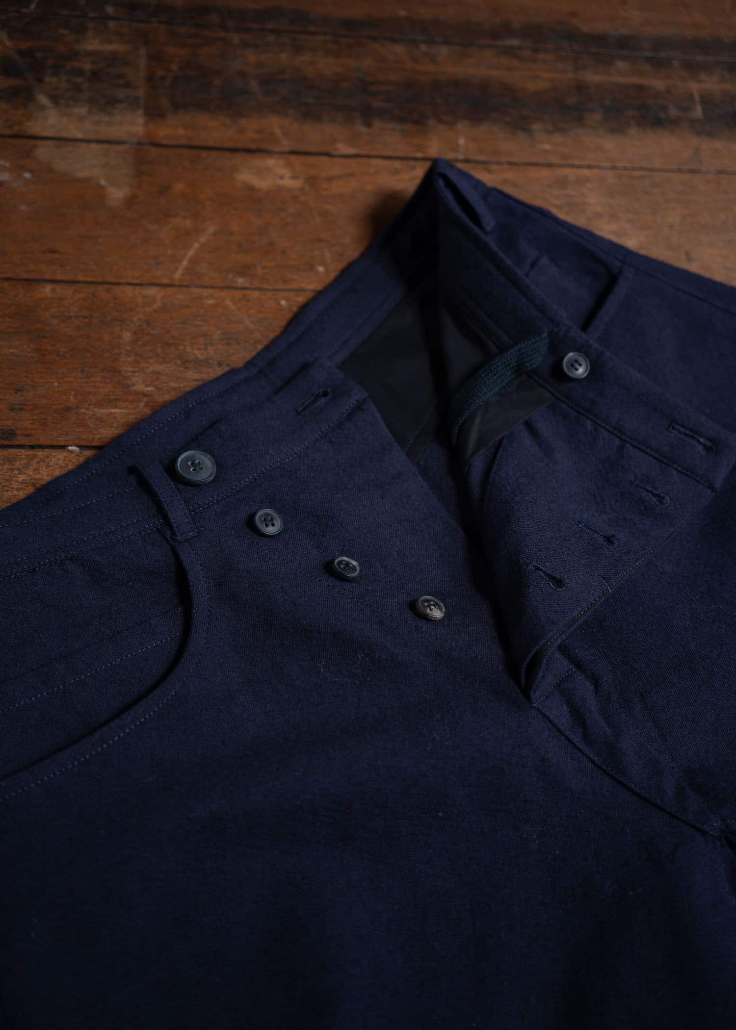 JAN-JAN VAN ESSCHE TROUSERS#78 Oversized 6 Pocket Denim Trousers Cotton Wool Washed Twill Midnight