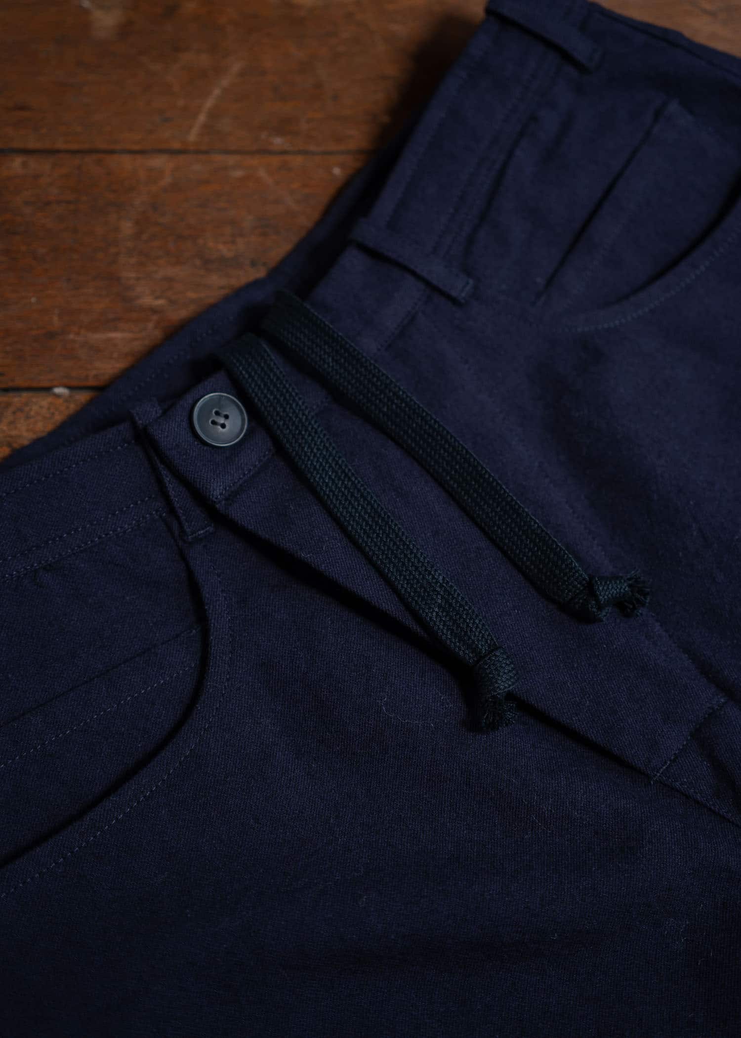 JAN-JAN VAN ESSCHE TROUSERS#78 Oversized 6 Pocket Denim Trousers Cotton Wool Washed Twill Midnight