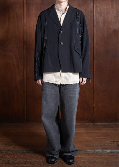 Professor.E GATHERED BLAZER 25SS-PE-JKT-02-BLACK
