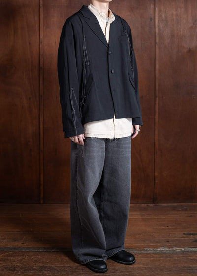 Professor.E GATHERED BLAZER 25SS-PE-JKT-02-BLACK