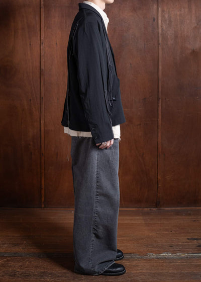 Professor.E GATHERED BLAZER 25SS-PE-JKT-02-BLACK