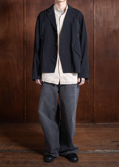 Professor.E GATHERED BLAZER 25SS-PE-JKT-02-BLACK