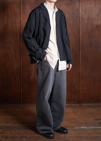 Professor.E GATHERED BLAZER 25SS-PE-JKT-02-BLACK
