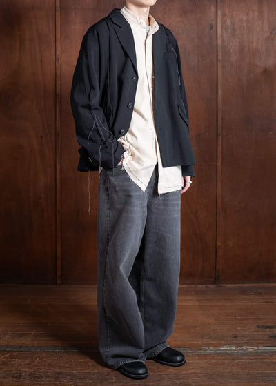 Professor.E GATHERED BLAZER 25SS-PE-JKT-02-BLACK