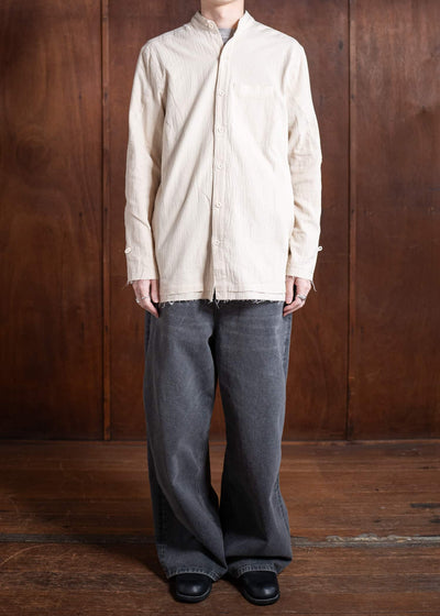 Professor.E WRINKLED-EFFECT SHIRT 24FW-PE-LSH-08-BEIGE