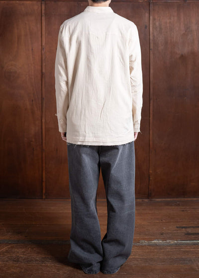 Professor.E WRINKLED-EFFECT SHIRT 24FW-PE-LSH-08-BEIGE