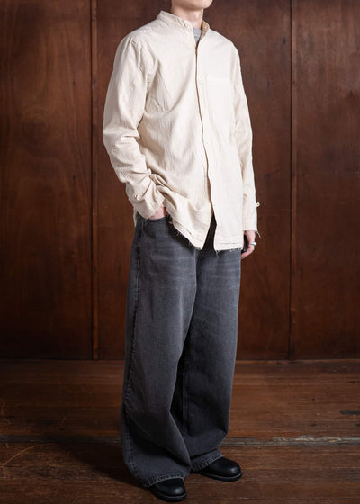 Professor.E WRINKLED-EFFECT SHIRT 24FW-PE-LSH-08-BEIGE