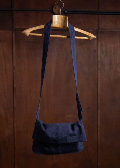 JAN-JAN VAN ESSCHE BAG#37 Small Carrier Bag Cotton Wool Washed Twill Midnight