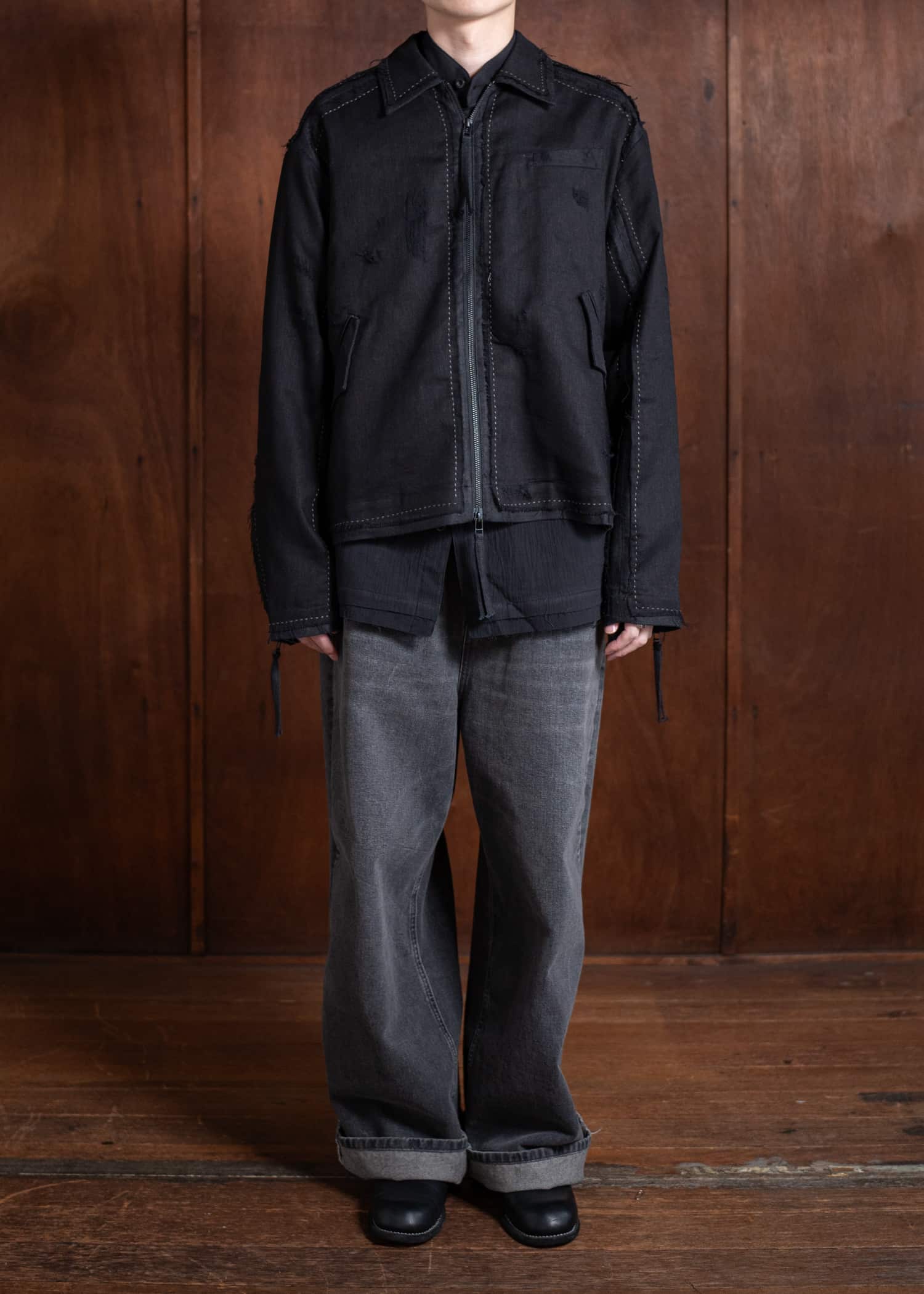 Professor.E PRICK STITCH LAYERED JKT 25SS-PE-JKT-05-BLACK