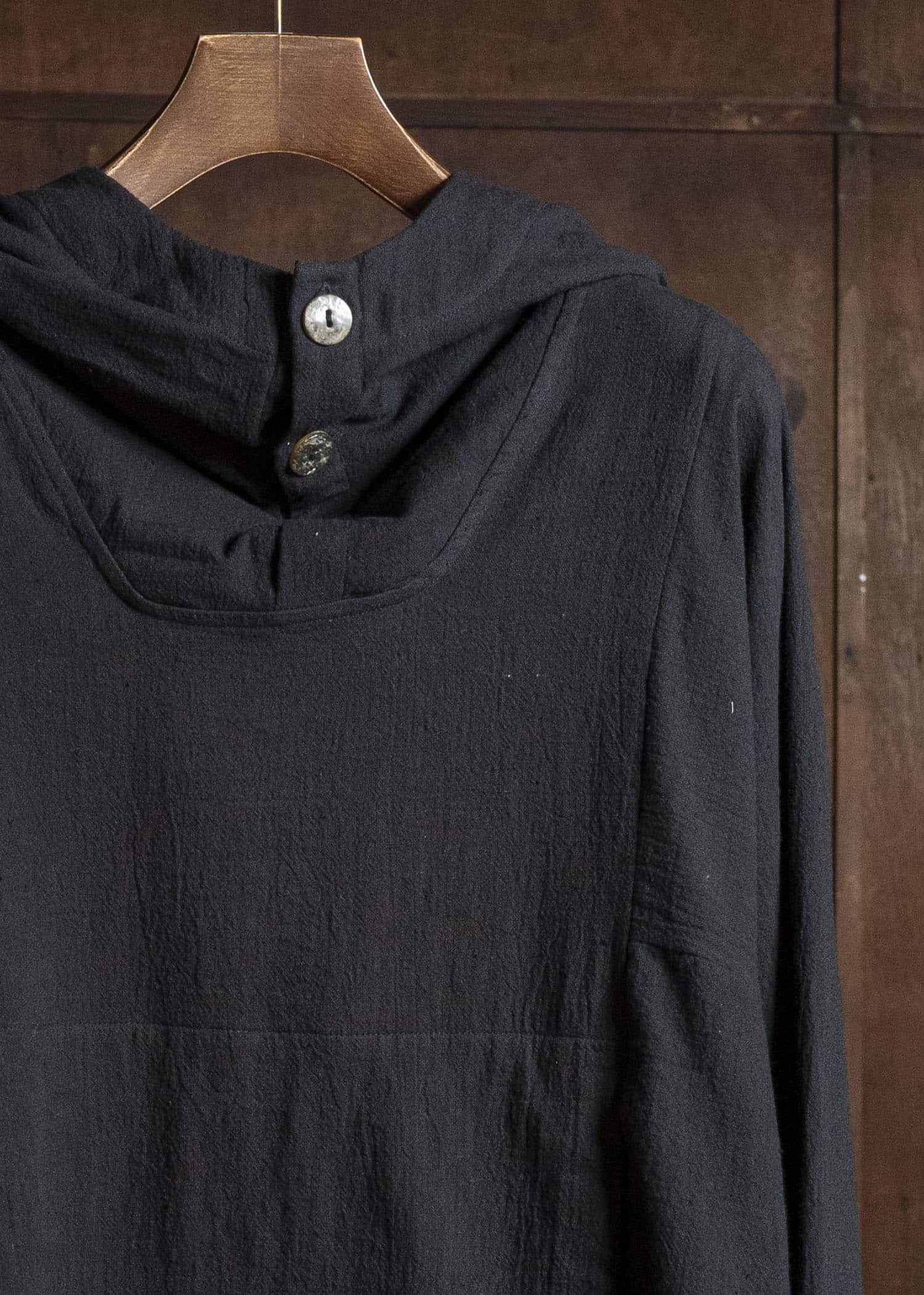 Gathering Textiles Fisherman Hoodie Handloom Kala Cotton Gujrat Naturally Dyed FIH02-KC-BK