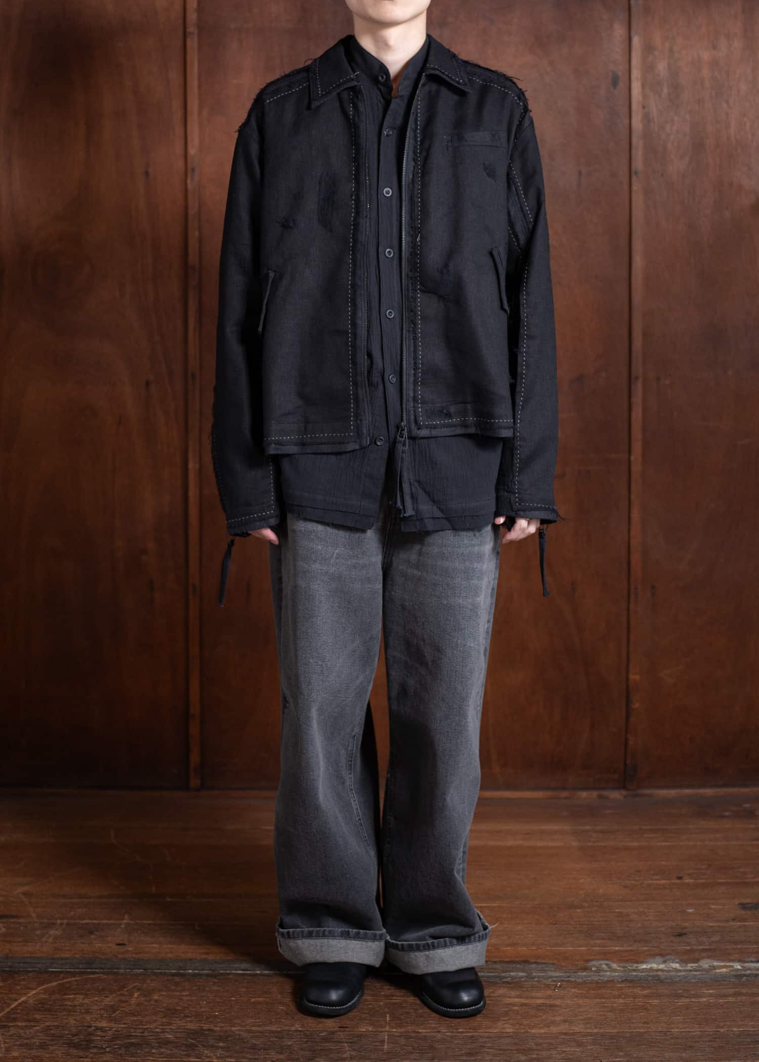 Professor.E PRICK STITCH LAYERED JKT 25SS-PE-JKT-05-BLACK