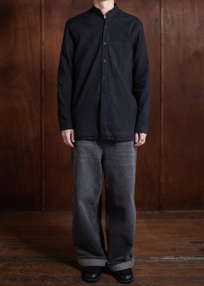 Professor.E WRINKLED-EFFECT SHIRT 24FW-PE-LSH-08-BLACK