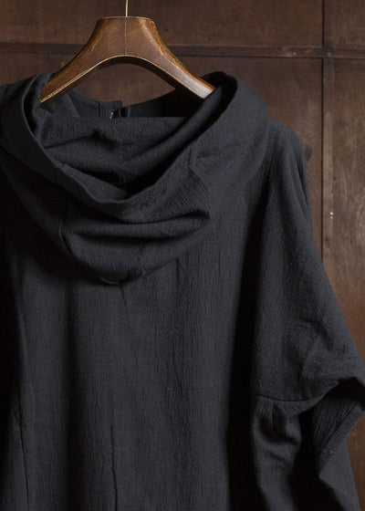 Gathering Textiles Fisherman Hoodie Handloom Kala Cotton Gujrat Naturally Dyed FIH02-KC-BK
