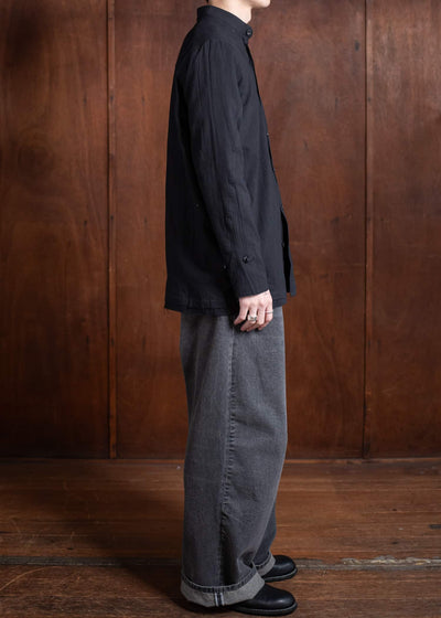 Professor.E WRINKLED-EFFECT SHIRT 24FW-PE-LSH-08-BLACK