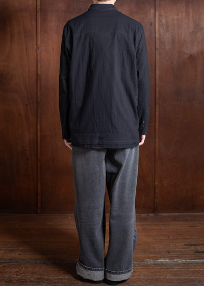 Professor.E WRINKLED-EFFECT SHIRT 24FW-PE-LSH-08-BLACK