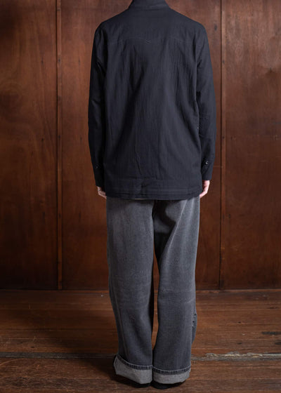 Professor.E WRINKLED-EFFECT SHIRT 24FW-PE-LSH-08-BLACK