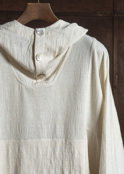 Gathering Textiles Fisherman Hoodie Handloom Kala Cotton Gujrat Natural Colour FIH02-KC-CR