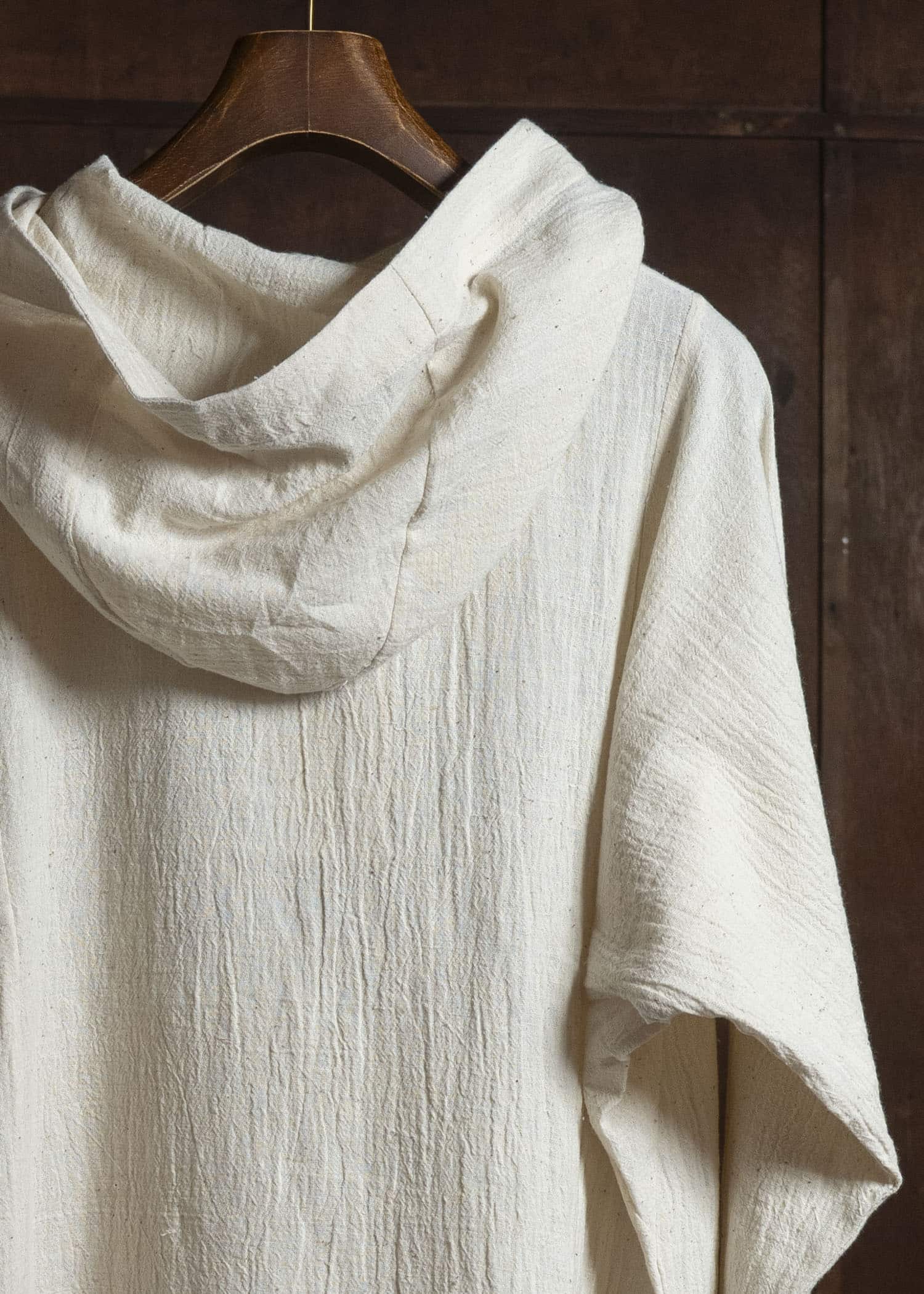 Gathering Textiles Fisherman Hoodie Handloom Kala Cotton Gujrat Natural Colour FIH02-KC-CR