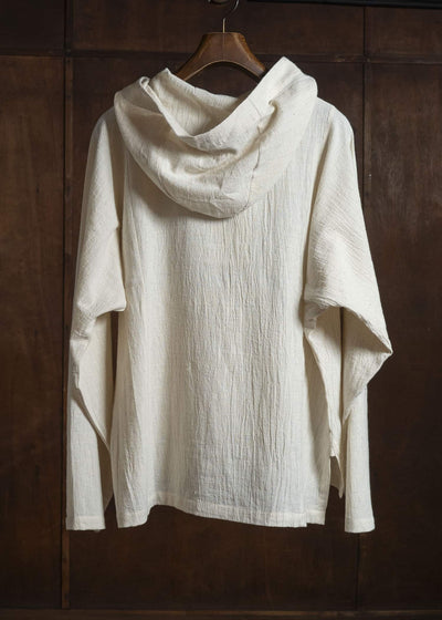 Gathering Textiles Fisherman Hoodie Handloom Kala Cotton Gujrat Natural Colour FIH02-KC-CR