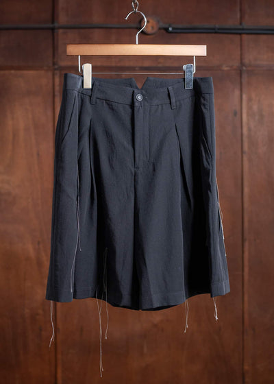 Professor.E GATHERED SHORTS 25SS-PE-TRS-02-BLACK